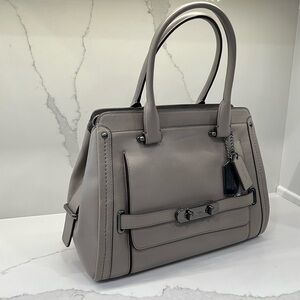 Coach Gray Smooth Leather with Strap and Gunmetal Hardware Purse